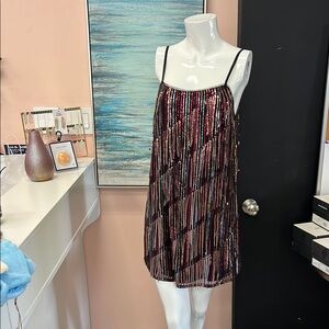 BCBGMaxAzria Black and Red Spaghetti Strap Mini Dress NWT